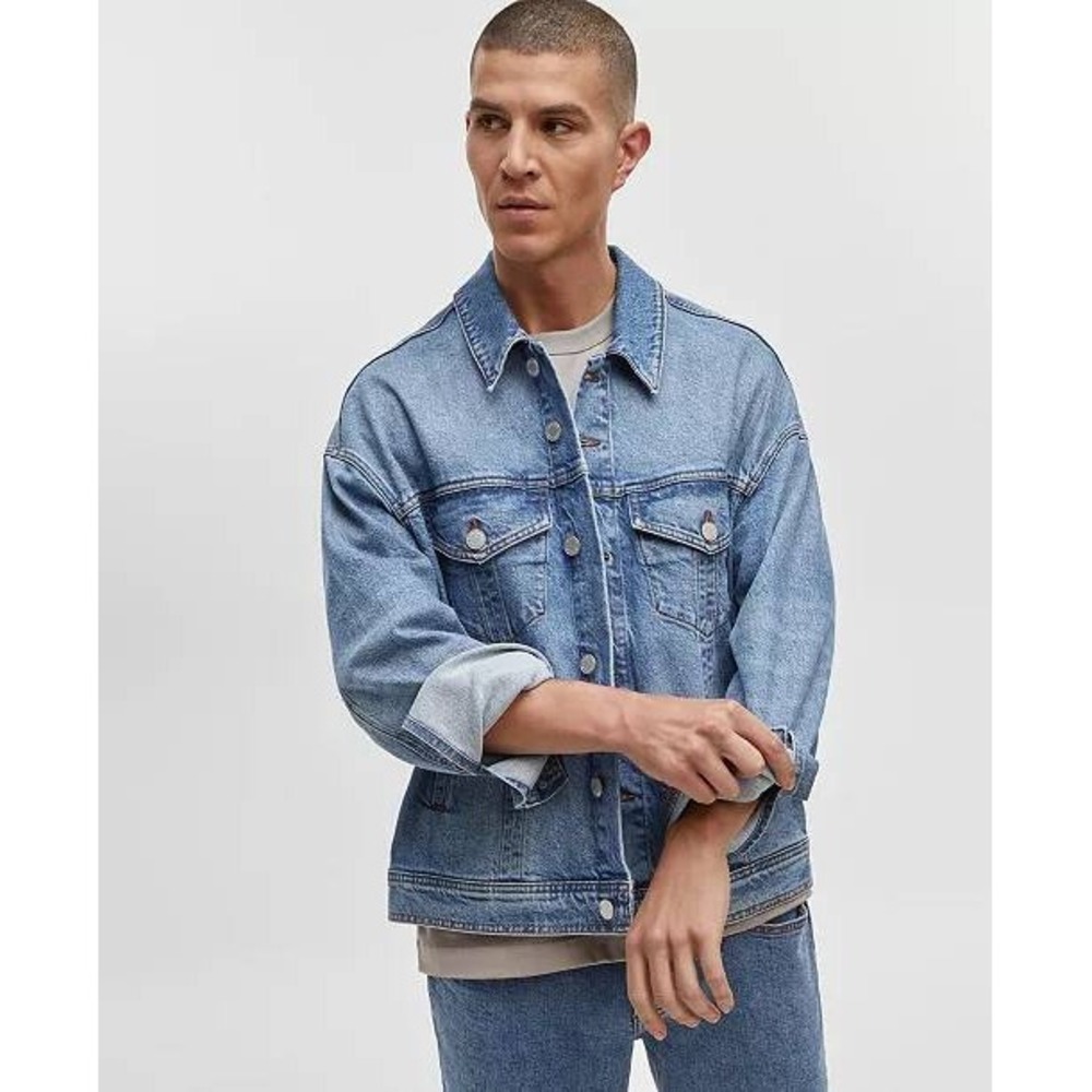 Mode of One Mens Regular Fit Denim Trucker‎ Jacket Museum Light Wash XL NEW